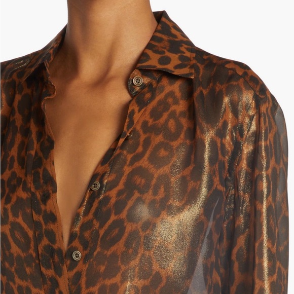 Tom Ford new Women’s Leopard Print Button-Up Blouse - Picture 1 of 9